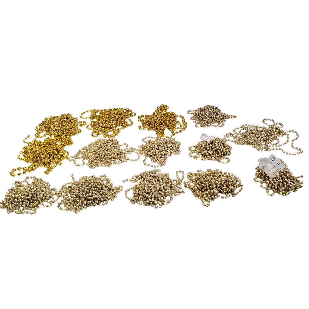 Vintage Gold Christmas Garland Beaded Chain Garland 9' Christmas Tree Decor - Picture 10 of 11